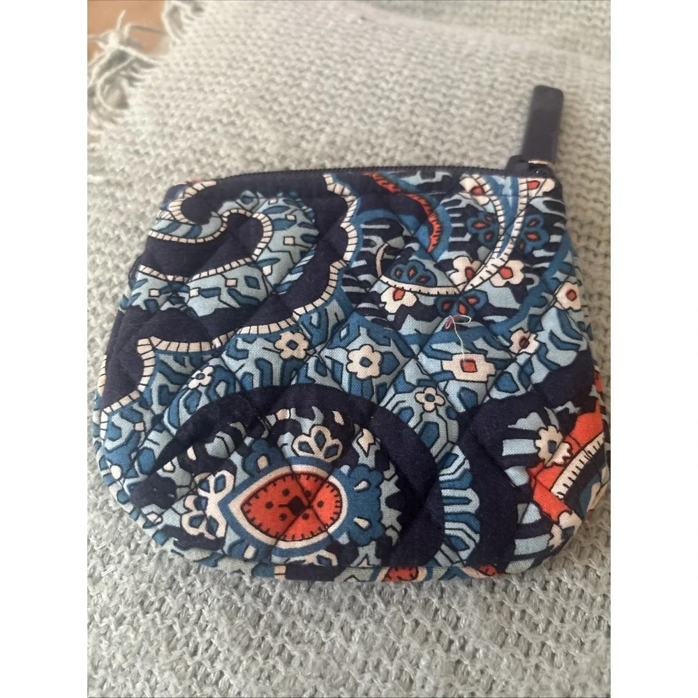 Vera Bradley Small Coin Purse Marakesh Pattern Blue &Orange